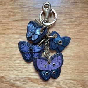 COACH Leather Butterflies Keychain